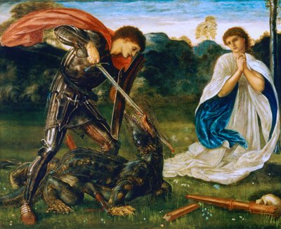 戦いセント・ジョージがドラゴン6世を殺す 作： Edward Burne-Jones