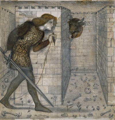 タイルデザイン - 迷宮のテセウスとミノタウロス 作： Edward Burne-Jones