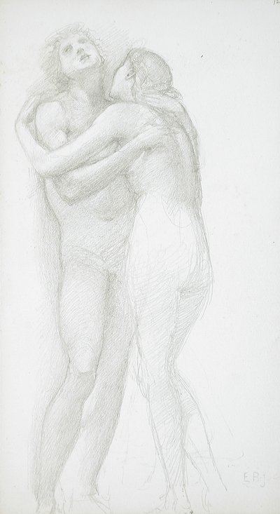 抱き合う二人の裸体 作： Edward Burne-Jones