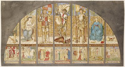 薔薇戦争-エドワード4世、ヘンリー6世、寓話のあるセントジョージ 作： Edward Burne-Jones