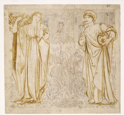 チョーサーの「善良な女性の伝説」-催眠術師とメデア 作： Edward Burne Jones