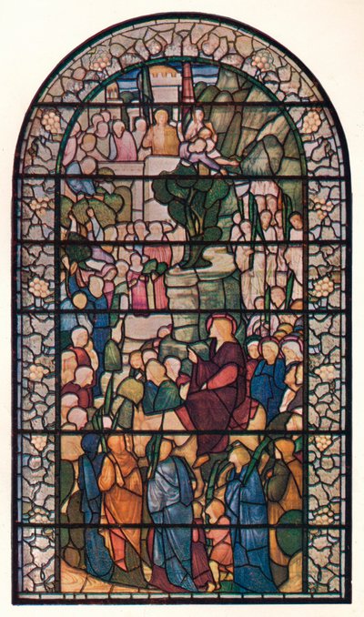 エルサレムへのキリストの侵入、聖ペテロ教会の窓、ヴェールストリート、ロンドン、c1883 作： Edward Burne Jones