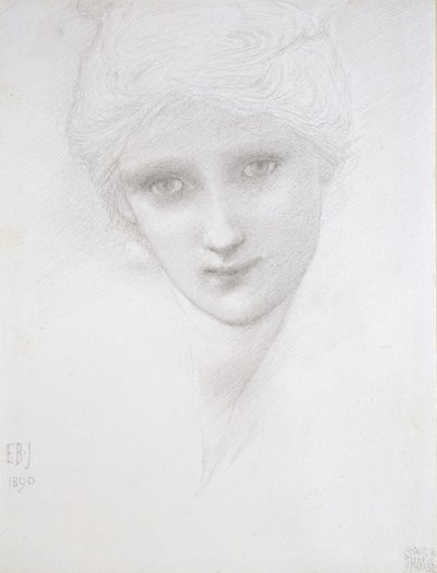 女性の頭、1890 作： Edward Burne Jones