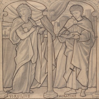 ステンドグラスの窓、ウェルギリウスとホレスの予備デザイン 作： Edward Burne Jones