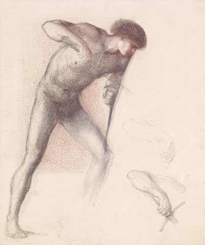 セントジョージシリーズ-男性ヌード-「ドラゴンを殺すセントジョージ」のためのセントジョージの研究 作： Edward Burne Jones