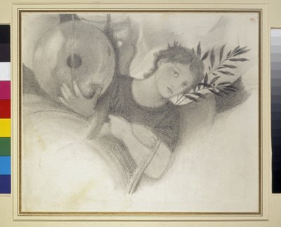 創造の日々における首長のための研究c。 1871-1875（オフホワイトの紙に黒鉛と黒チョーク） 作： エドワード・バーン・ジョーンズ