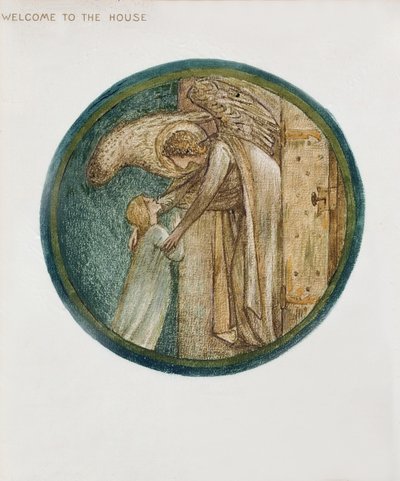 フラワーブック：XXXI。ハウスへようこそ、1905年（紙にガッシュを塗ったリソ） 作： Edward Burne Jones