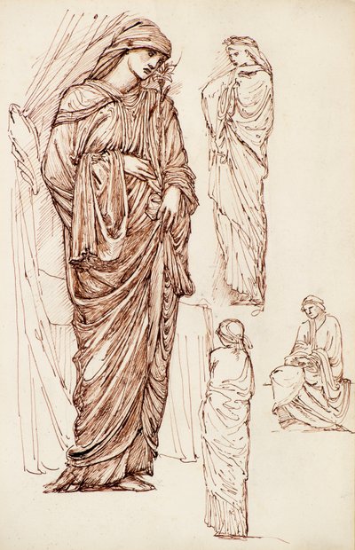 聖母マリアと聖エリザベス、ローブを着た人物 作： Edward Burne Jones