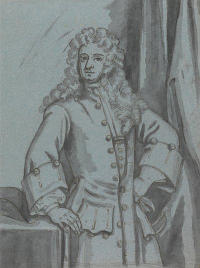 大きな袖口の長いボタン付きコートを着た紳士 作： Edward Byng