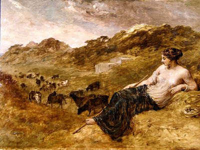 シレネと牛（油彩・キャンバス） 作： Edward Calvert