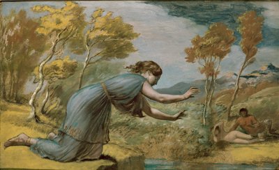 小川のプシュケ、19世紀半ば 作： Edward Calvert