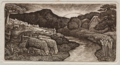 彼の牧草地の羊 作： Edward Calvert