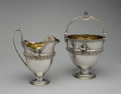 クリームピッチャーとシュガーバスケット 1865～1869年頃（銀・銀ギルト 作： Edward Chandler Moore