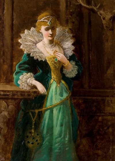 19世紀後半のレスターの肖像画を見るエイミーロブサート 作： Edward Charles Barnes