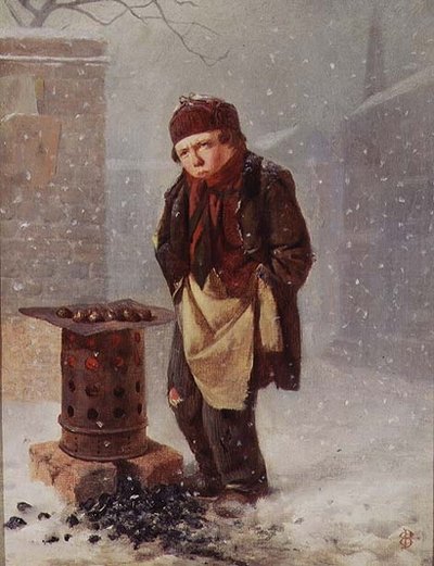 栗を売る人（油） 作： Edward Charles Barnes