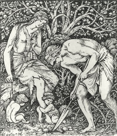 アダムとイヴ（労働：アダムが潜り、イヴが走ったとき、紳士は誰だったのか？ 作： Edward Coley (after) Burne Jones