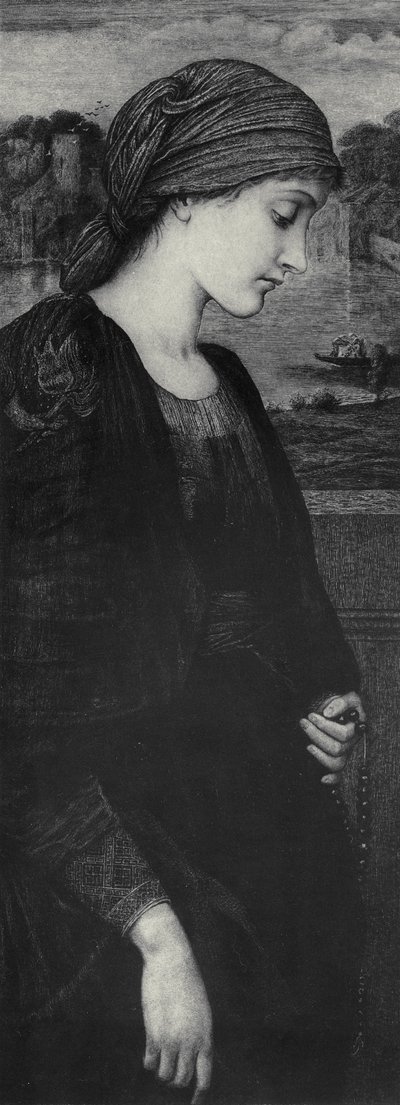 Flamma Vestalis, c.1887 (vellumに印刷された銅版画) 作： Edward Coley (after) Burne Jones