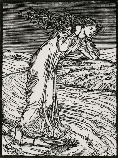 川に身を投げるプシュケ 作： Edward Coley (after) Burne Jones