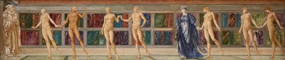 怠惰の庭の巡礼者-9人の人物の研究、1874年頃（水彩） 作： Edward Coley (studio of) Burne Jones