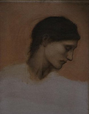 少女の頭の習作（油彩・キャンバス 作： Edward Coley Burne Jones