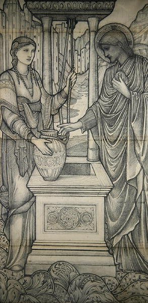 井戸でサマリアの女と一緒にいるキリスト（鉛筆） 作： Edward Coley Burne Jones