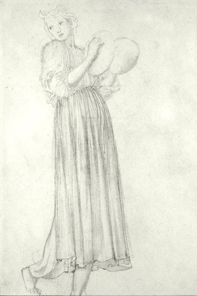 シンバルを持つ少女（紙に鉛筆） 作： Edward Coley Burne Jones