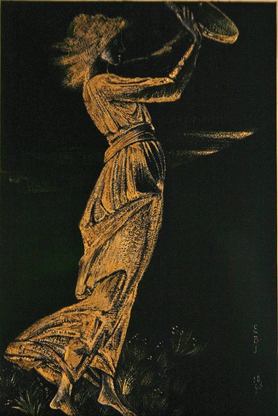 タンバリンを持った少女 作： Edward Coley Burne Jones