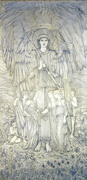 太陽を動かす愛」（紙に鉛筆） 作： Edward Coley Burne Jones