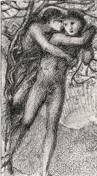 Phyllis and Demophoon, c.1868 (pink chalk) (bw photo) (100724参照) 作： Edward Coley Burne Jones