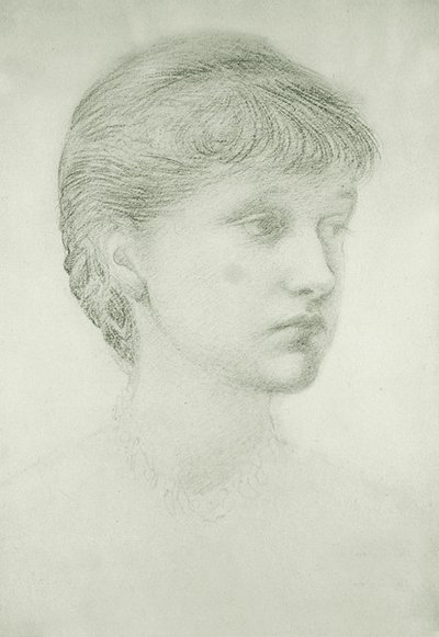 マデリン・ウィンダムの肖像（紙にグリーンチョーク） 作： Edward Coley Burne Jones