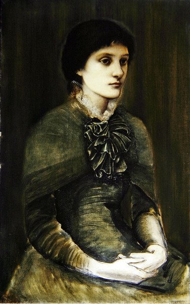 緑のドレスを着た少女の肖像」（油彩・キャンバス） 作： Edward Coley Burne Jones