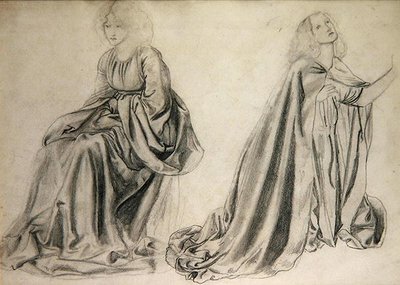 The Backgammon Players」の習作（鉛筆、紙） 作： Edward Coley Burne Jones