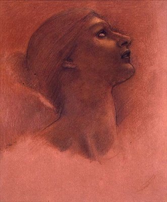 希望」の頭部のための習作、1870年頃（チョーク） 作： Edward Coley Burne Jones
