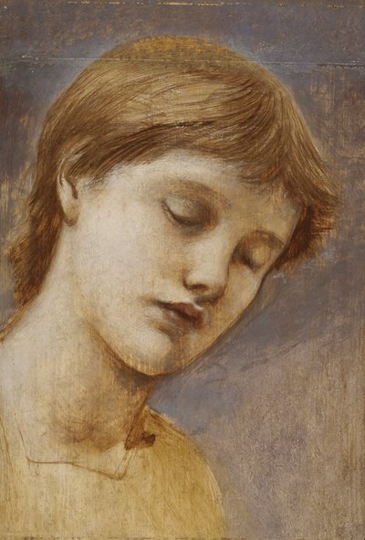 頭部の習作（油彩・パネル） 作： Edward Coley Burne Jones