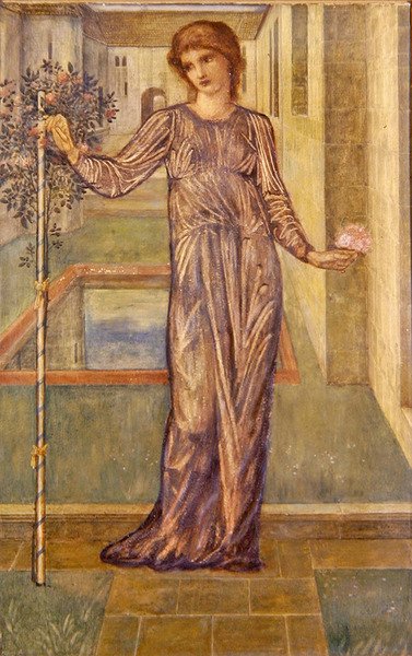 ザ・ガーランド」（紙にガッシュ） 作： Edward Coley Burne Jones