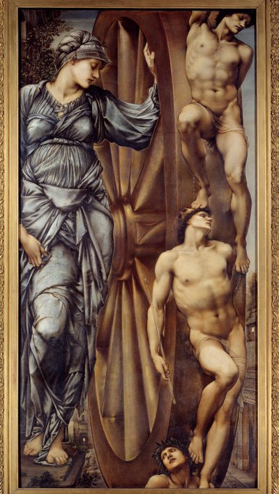 運命の輪。ジョーンズ・エドワード・バーン（1833-1898）の絵画 EC.ang 作： Edward Burne Jones