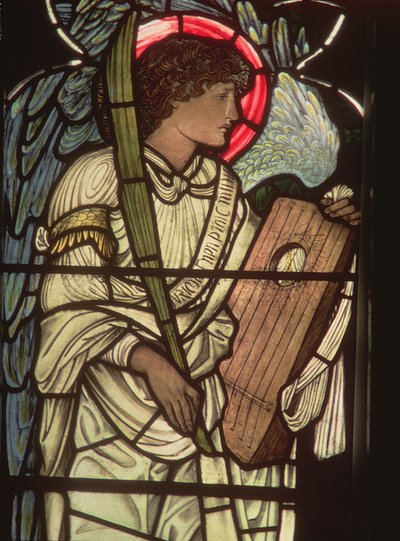 聖セシリアの窓からの竪琴の天使、オックスフォード、クライストチャーチ、1875 作： Edward Burne Jones