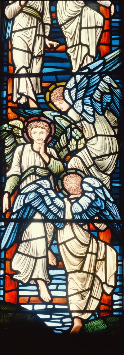 天使の登山と降順、ジェイコブスはしごの詳細120160のステンドグラスの詳細 作： Edward Burne Jones