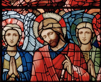 陛下のキリスト、守護天使、セラフィム、大天使、昇天窓からの細部、1885（ステンドグラス） 作： Edward Burne Jones