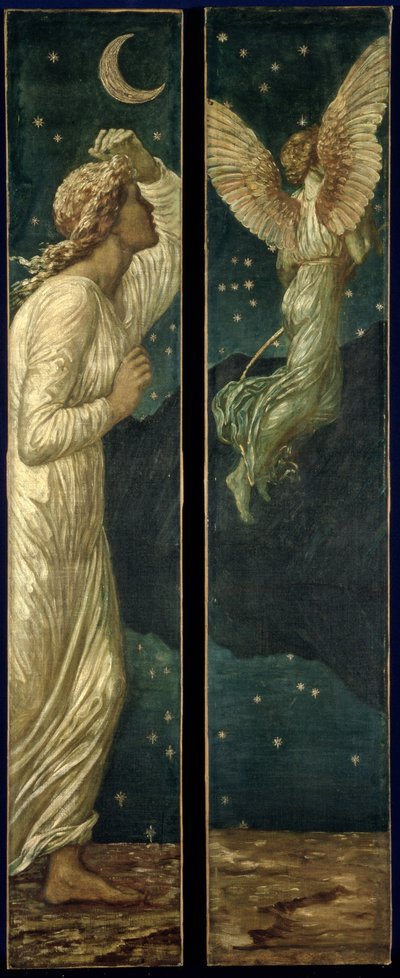 キューピッドとプシュケ-パレスグリーンの壁画-プシュケから飛び去るキューピッド、1881 作： Edward Burne Jones