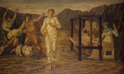 キューピッドとプシュケ-パレスグリーンの壁画-ビーナスザタスク、1881年に設定されたプシュケ 作： Edward Burne Jones