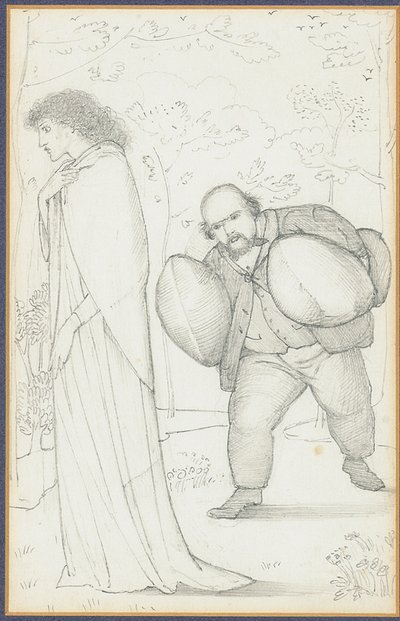ダンテガブリエルロセッティがジェーンモリスにクッションをもたらす 作： Edward Burne Jones