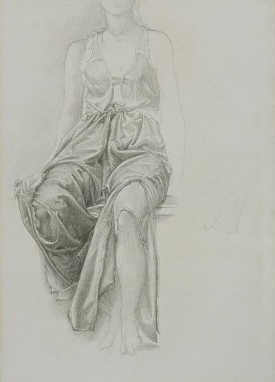 1883年頃、「コペトゥア王」のための緞帳の習作（紙に黒鉛筆） 作： Edward Coley Burne Jones