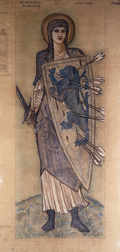 不屈の精神：セントカスバート教会のステンドグラスの窓のデザイン、ニューカッスル、c.1896 作： Edward Burne Jones