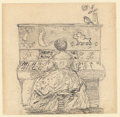 ピアノでのジョージアナ・バーン・ジョーンズ 作： Edward Burne Jones