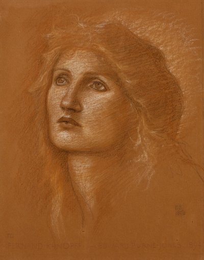 女性の頭、1890 作： Edward Burne Jones