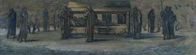 アヴァロンのアーサー王、1890年頃（ミクストメディア、紙） 作： Edward Coley Burne Jones