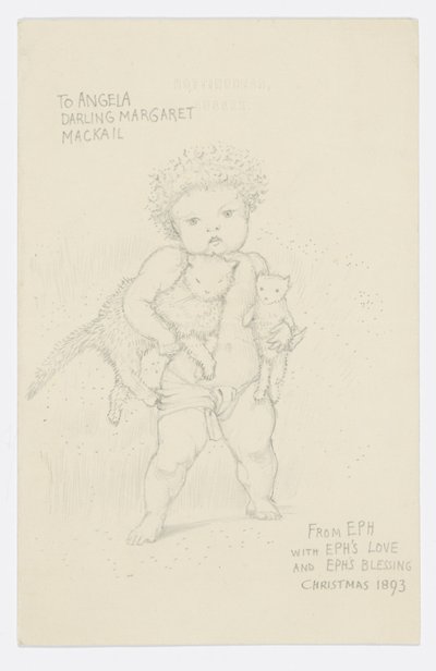 アーティストの孫娘アンジェラ・サーケルへの手紙（紙に鉛筆） 作： Edward Burne Jones