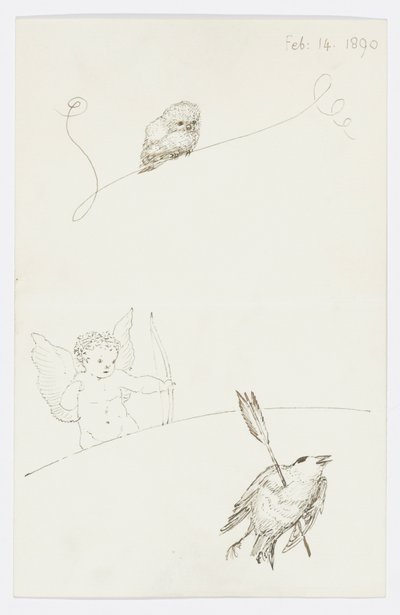 アーティストの孫娘アンジェラ・サーケルへの手紙（紙に鉛筆） 作： Edward Burne Jones