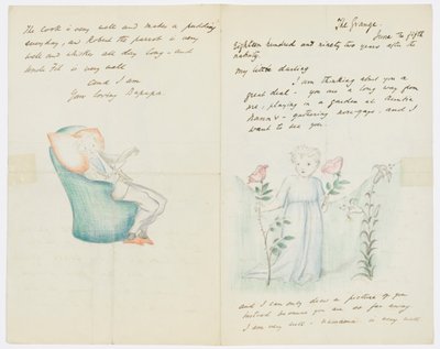アーティストの孫娘アンジェラ・サーケルへの手紙（紙に鉛筆） 作： Edward Burne Jones